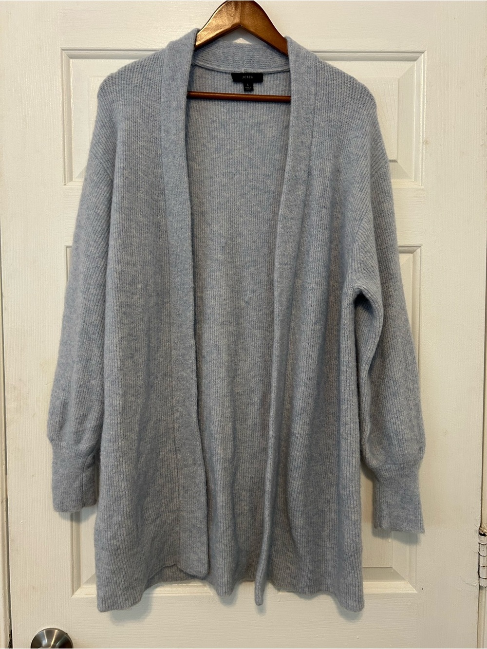 J. Crew Light Blue Open-Front Ribbed Cardigan